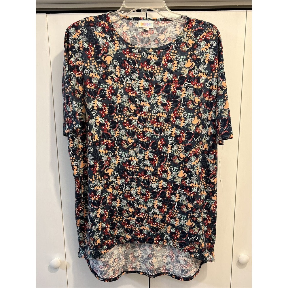 NEW Lularoe Womens Irma Tunic Shirt Disney Mickey/Minnie Mouse BLUE MULTI XS